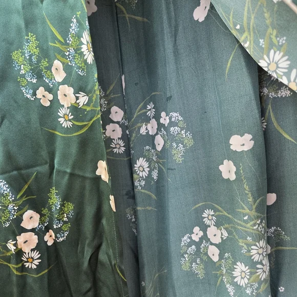 Reformation Birch Ruched Floral-Print Silk-Charmeuse Maxi Dress Green 12 Rare - Picture 8 of 9